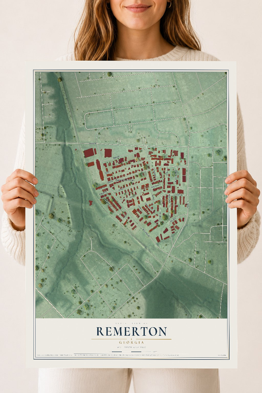 Remerton, Georgia map print, 18" x 24" Archival Matte Print mockup