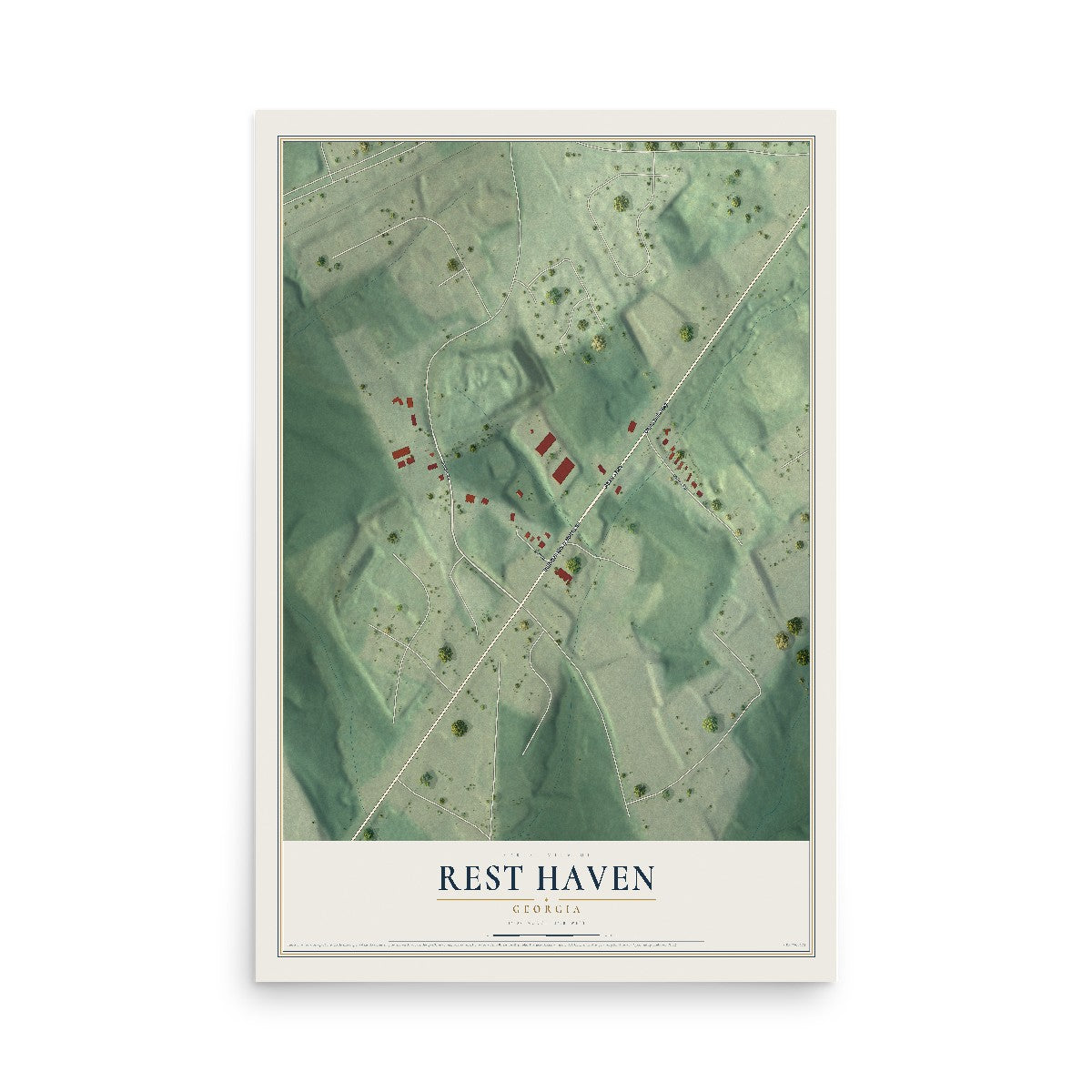 Rest Haven, Georgia map print, 12" x 18" Archival Matte Print mockup