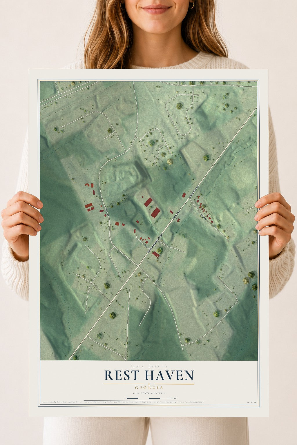 Rest Haven, Georgia map print, 18" x 24" Archival Matte Print mockup