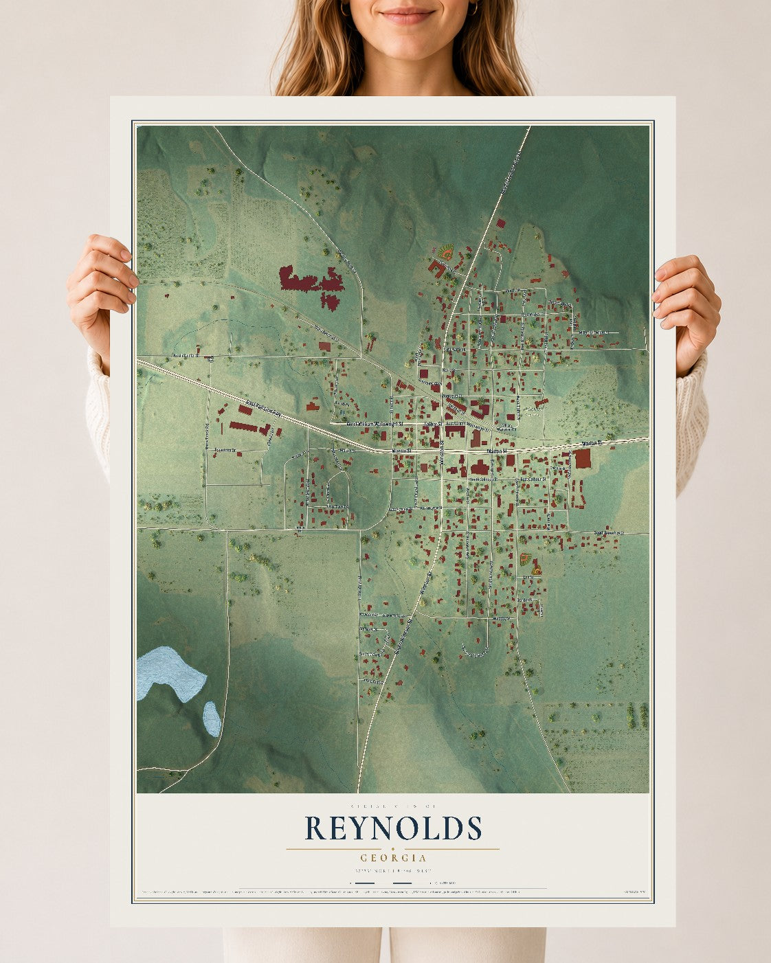 Reynolds, Georgia map print, 24" x 36" Archival Matte Print mockup