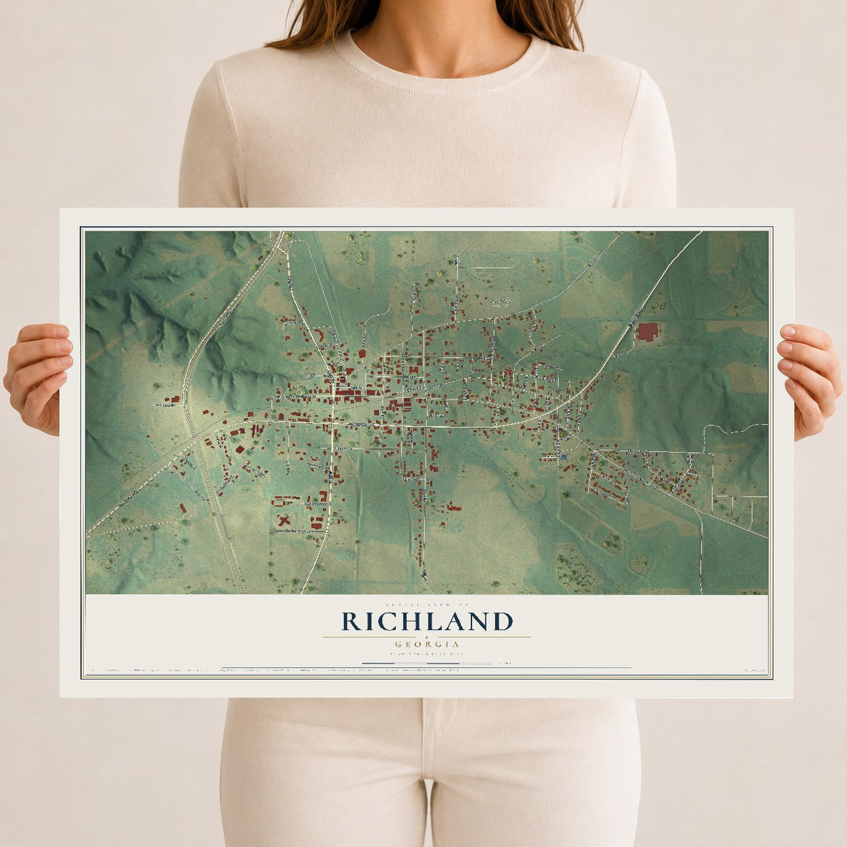 Richland, Georgia map print, 12" x 18" Archival Matte Print mockup