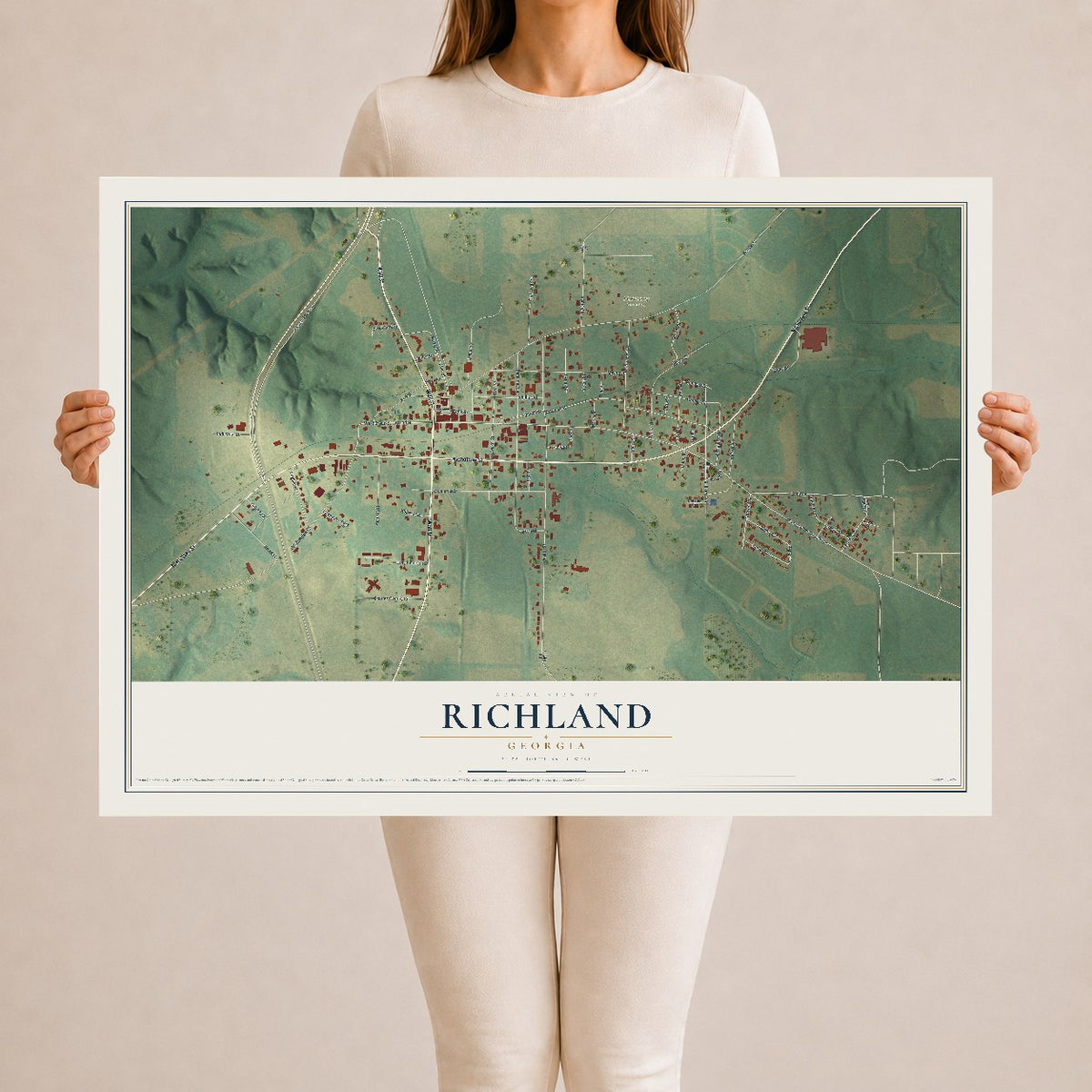 Richland, Georgia map print, 24" x 36" Archival Matte Print mockup