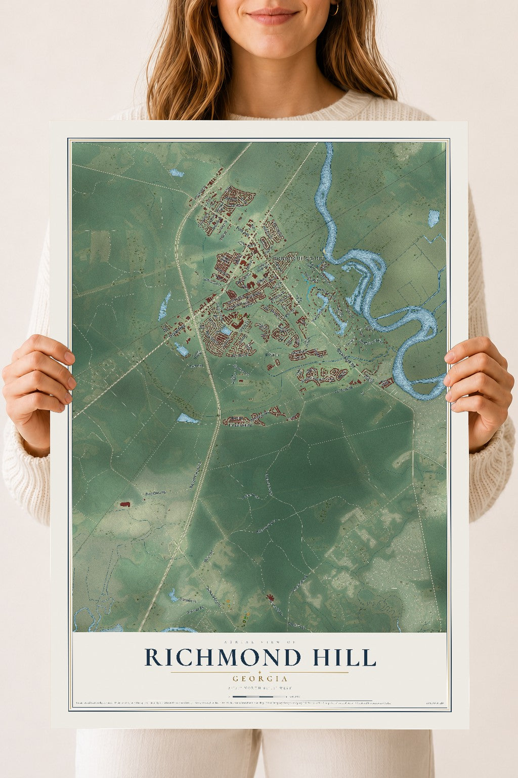Richmond Hill, Georgia map print, 18" x 24" Archival Matte Print mockup