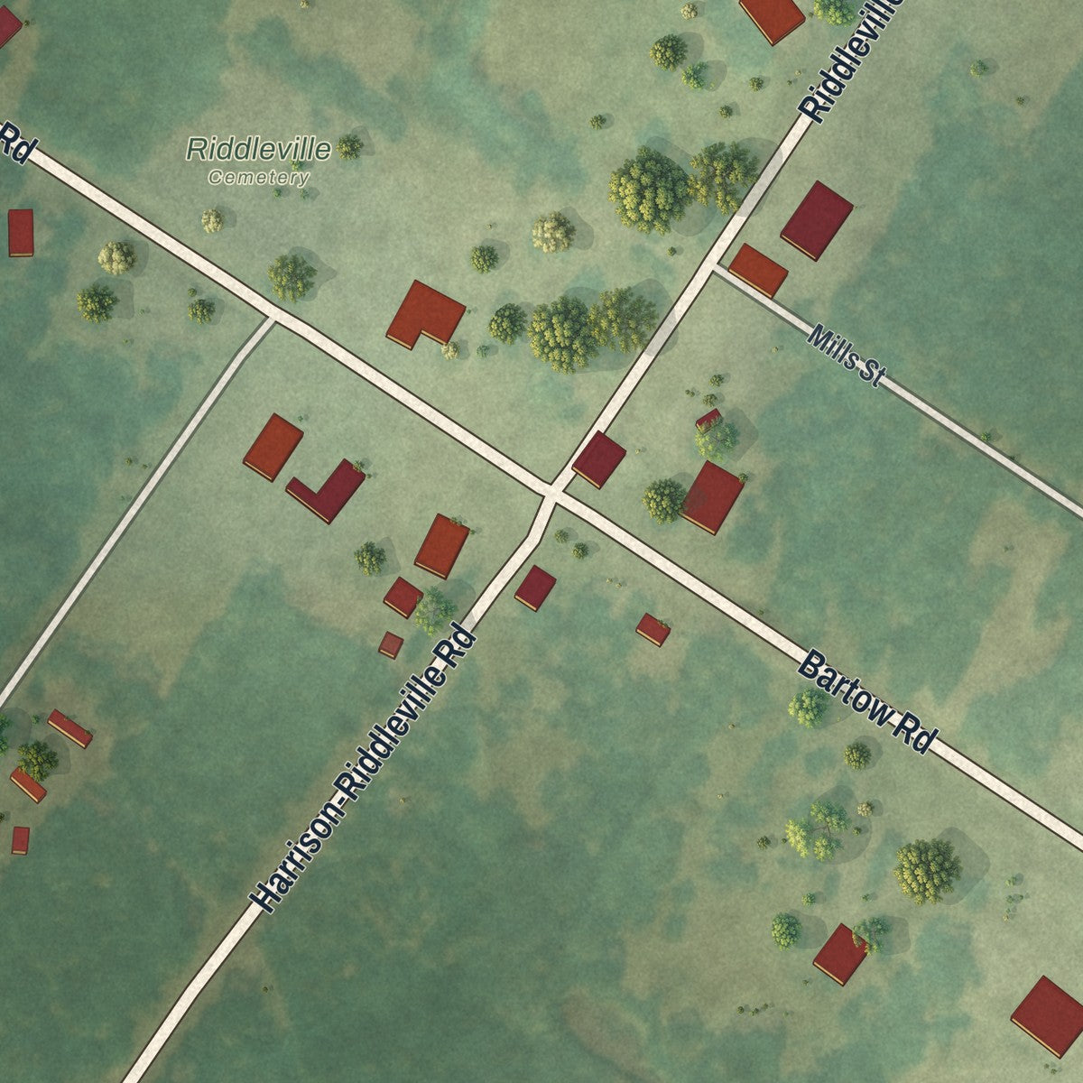 Close-up 1 of the Riddleville, Georgia map artwork