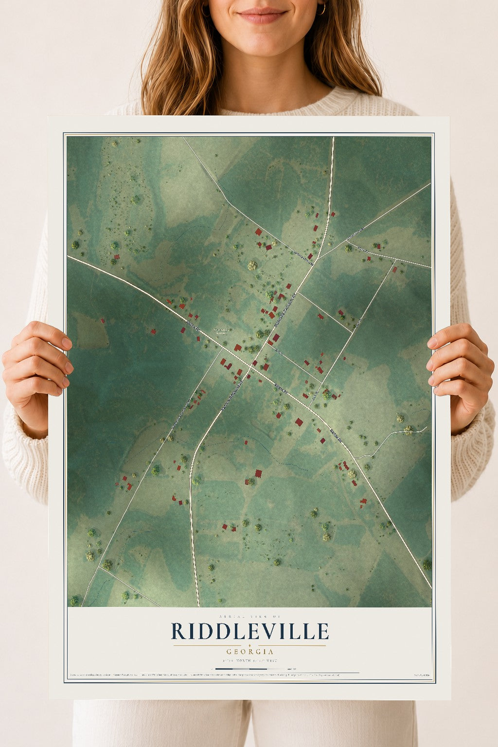Riddleville, Georgia map print, 18" x 24" Archival Matte Print mockup