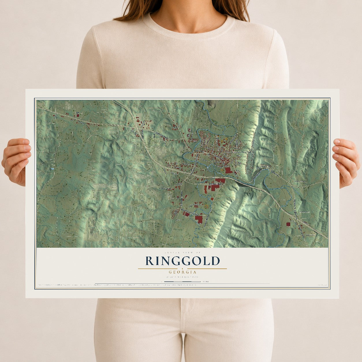 Ringgold, Georgia map print, 12" x 18" Archival Matte Print mockup