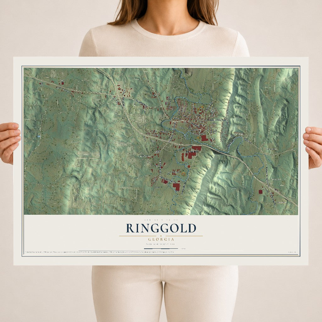 Ringgold, Georgia map print, 18" x 24" Archival Matte Print mockup