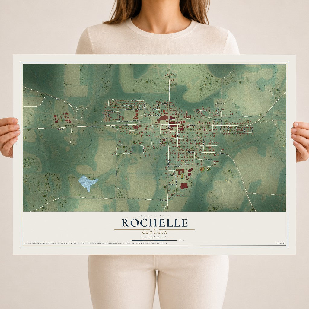 Rochelle, Georgia map print, 18" x 24" Archival Matte Print mockup