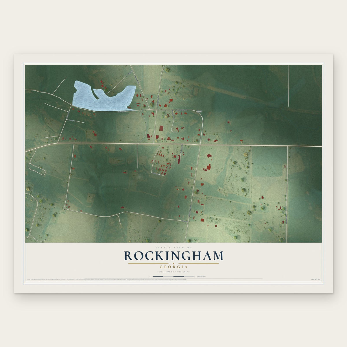Rockingham, Georgia map print, the full design