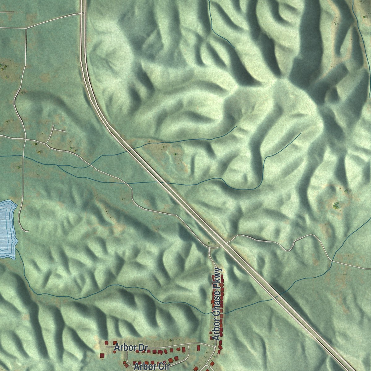 Close-up 2 of the Rockmart, Georgia map artwork