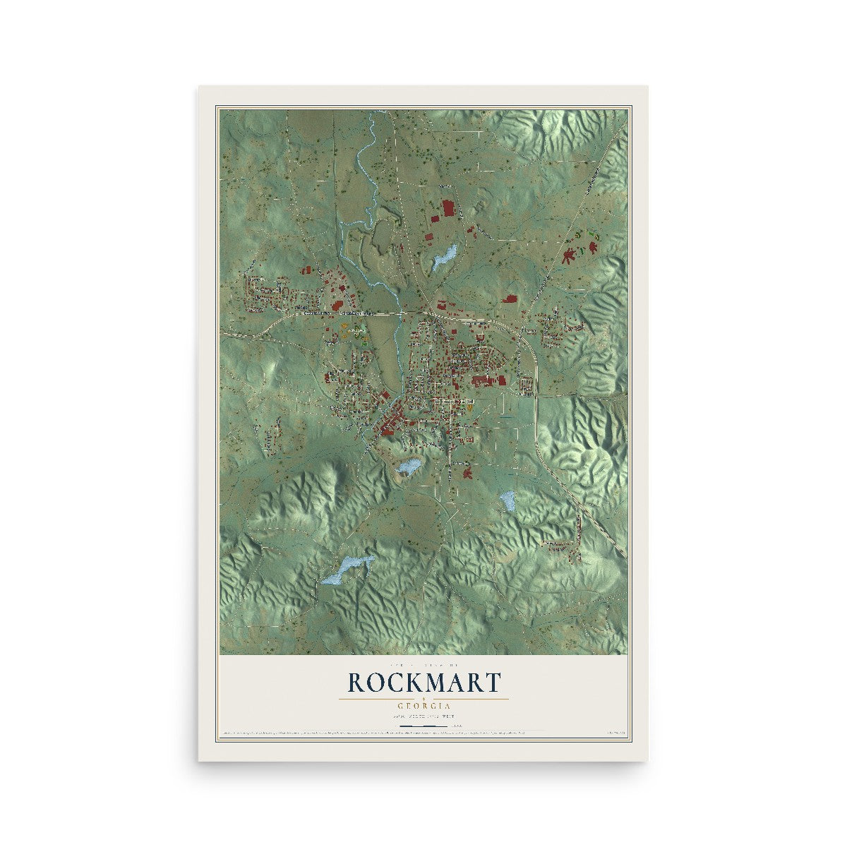 Rockmart, Georgia map print, 12" x 18" Archival Matte Print mockup