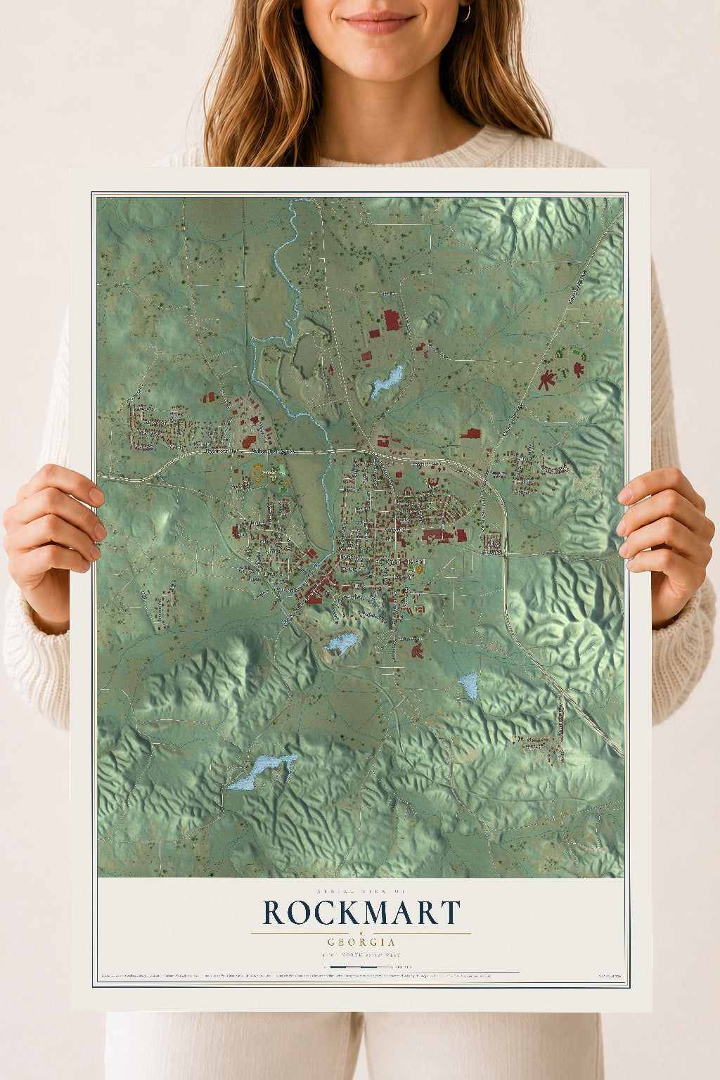 Rockmart, Georgia map print, 18" x 24" Archival Matte Print mockup