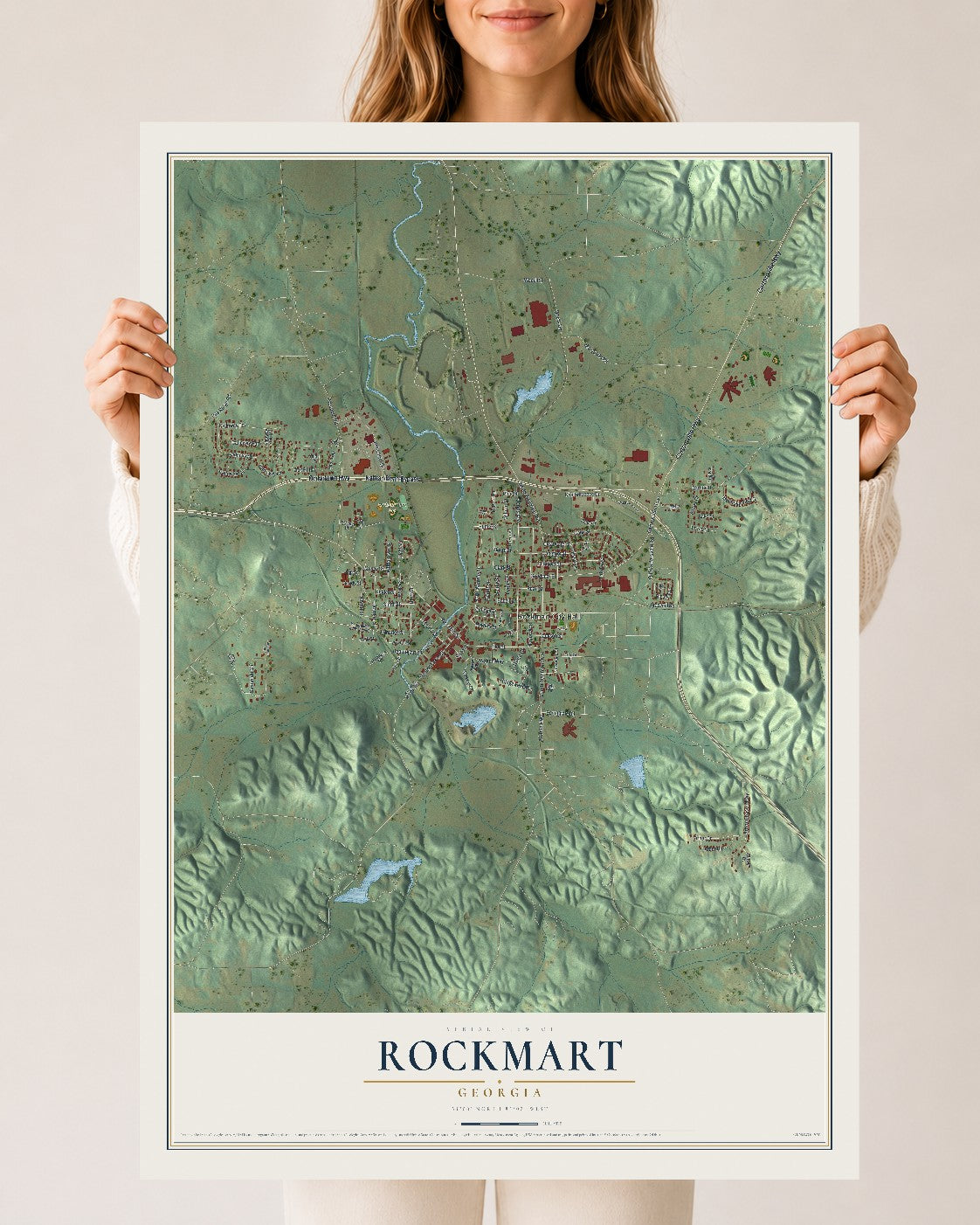 Rockmart, Georgia map print, 24" x 36" Archival Matte Print mockup