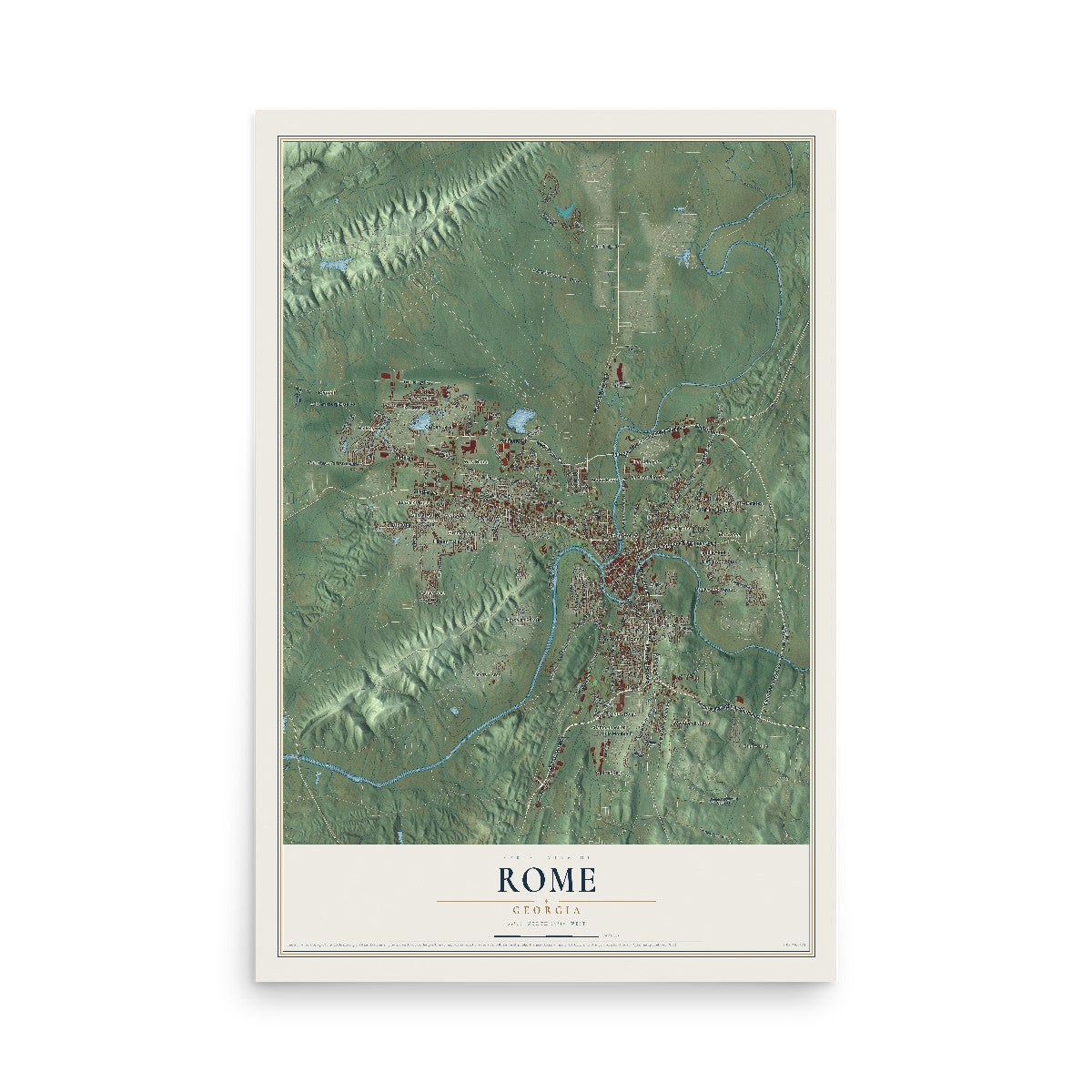 Rome, Georgia map print, 12" x 18" Archival Matte Print mockup