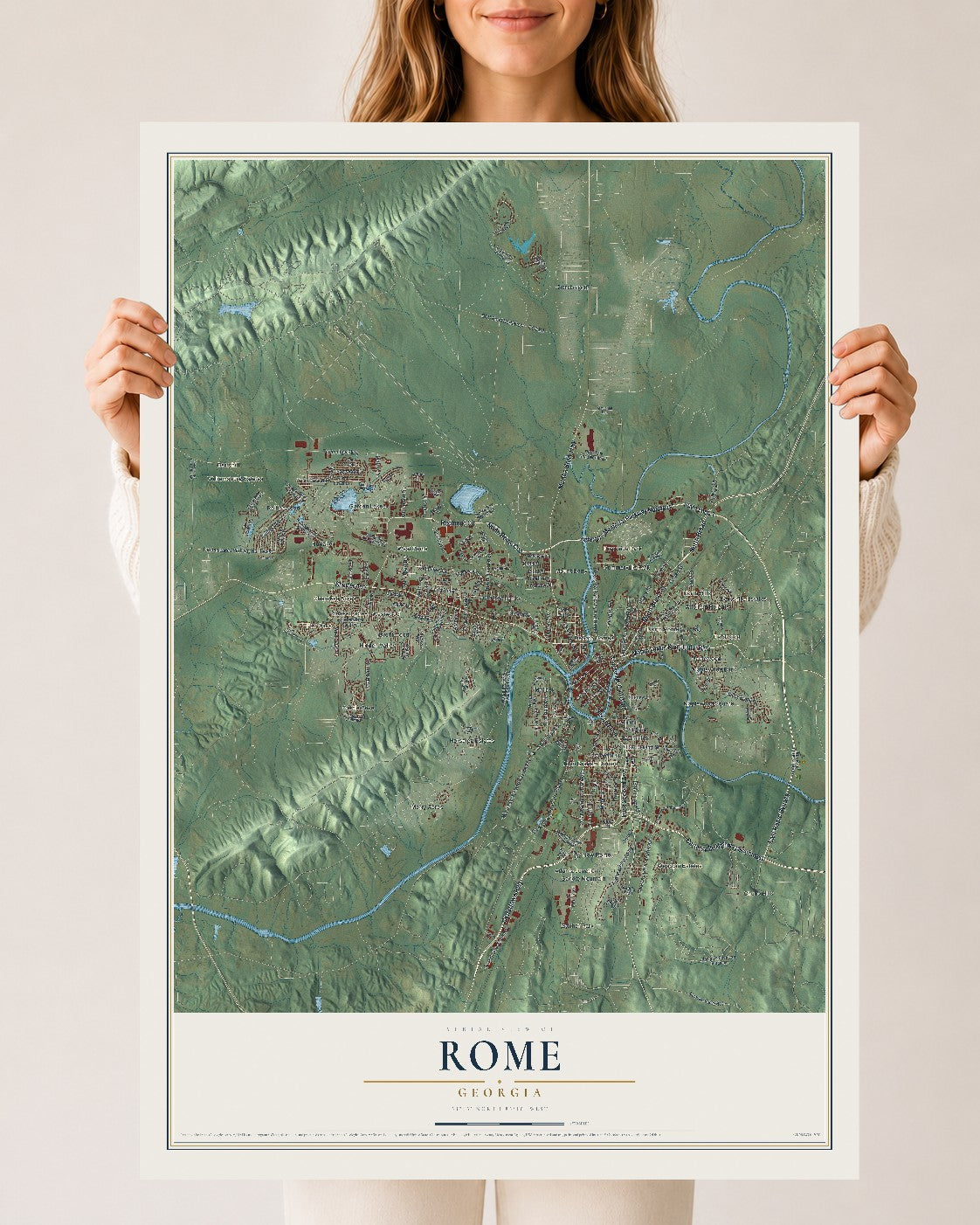 Rome, Georgia map print, 24" x 36" Archival Matte Print mockup