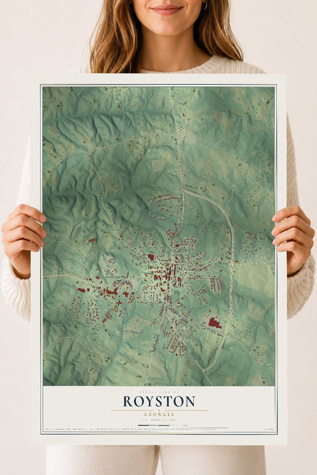 Royston, Georgia map print, 18" x 24" Archival Matte Print mockup