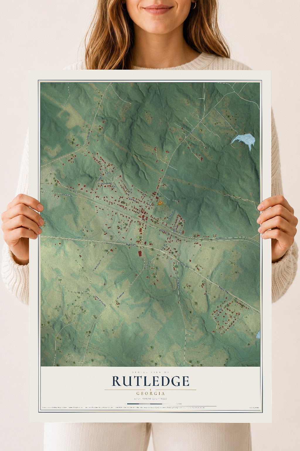 Rutledge, Georgia map print, 18" x 24" Archival Matte Print mockup