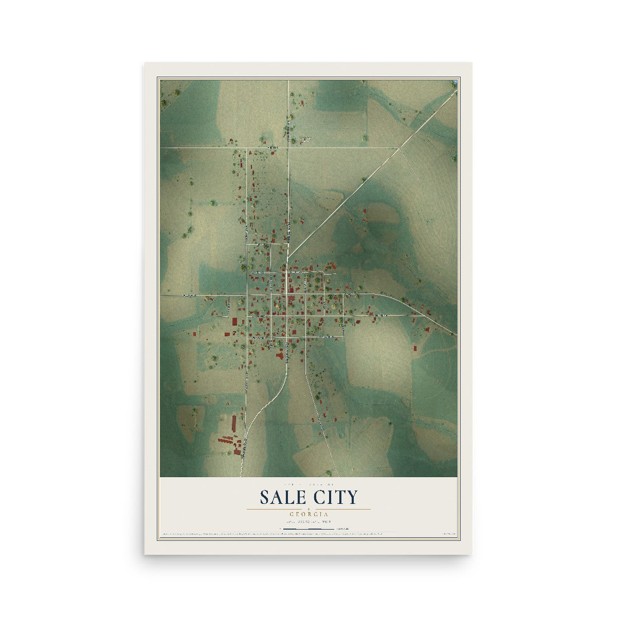 Sale City, Georgia map print, 12" x 18" Archival Matte Print mockup