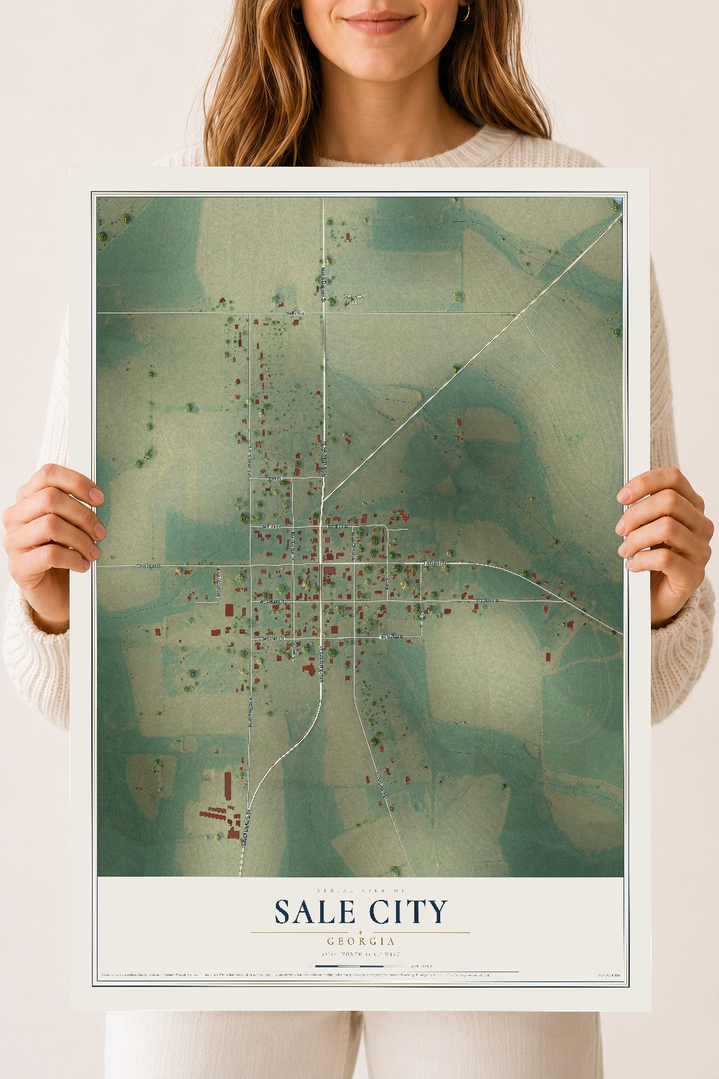Sale City, Georgia map print, 18" x 24" Archival Matte Print mockup