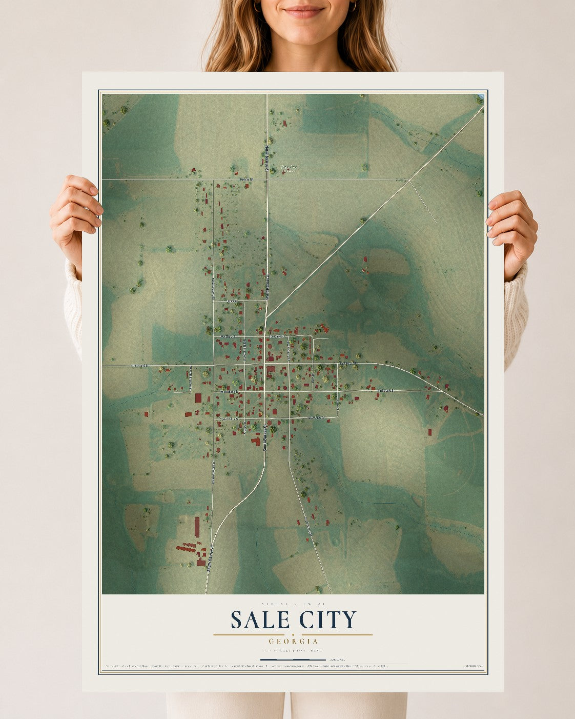 Sale City, Georgia map print, 24" x 36" Archival Matte Print mockup
