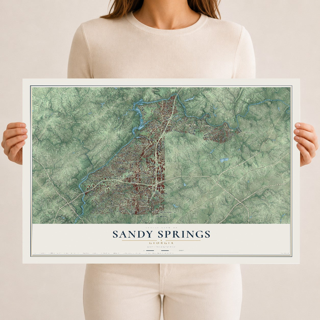 Sandy Springs, Georgia map print, 12" x 18" Archival Matte Print mockup