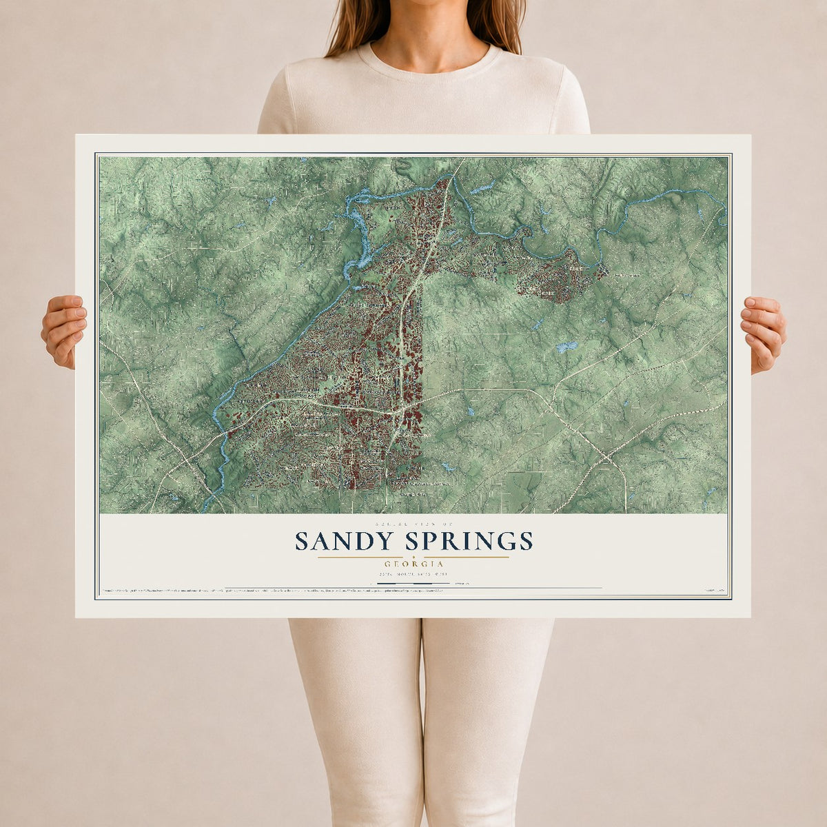 Sandy Springs, Georgia map print, 24" x 36" Archival Matte Print mockup