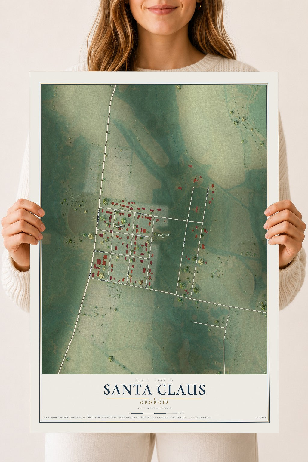 Santa Claus, Georgia map print, 18" x 24" Archival Matte Print mockup