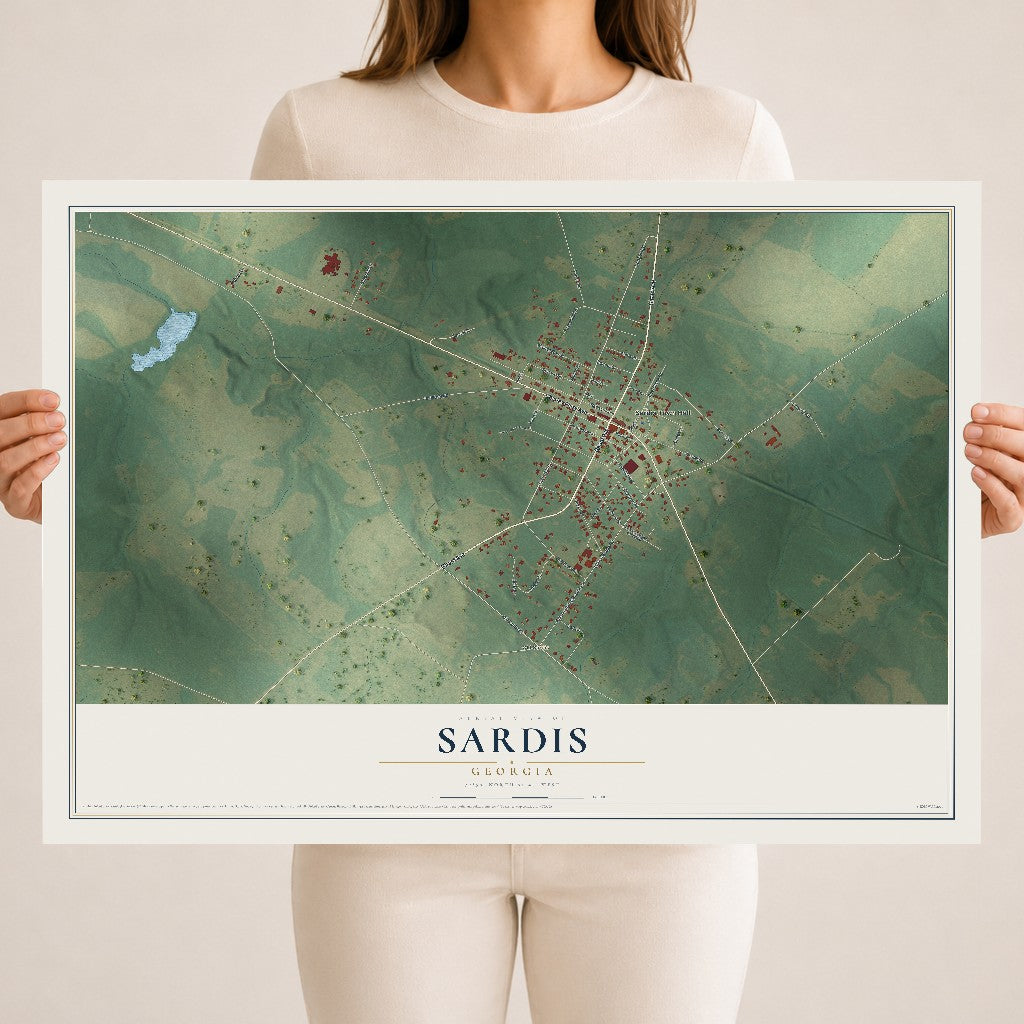 Sardis, Georgia map print, 18" x 24" Archival Matte Print mockup