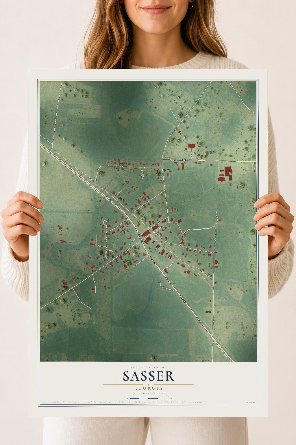 Sasser, Georgia map print, 18" x 24" Archival Matte Print mockup