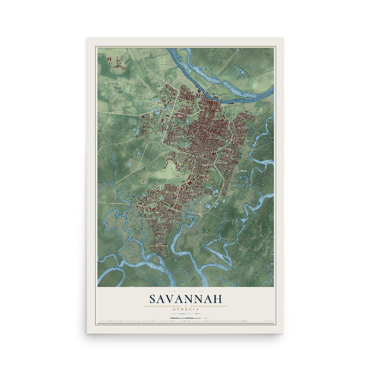 Savannah, Georgia map print, 12" x 18" Archival Matte Print mockup