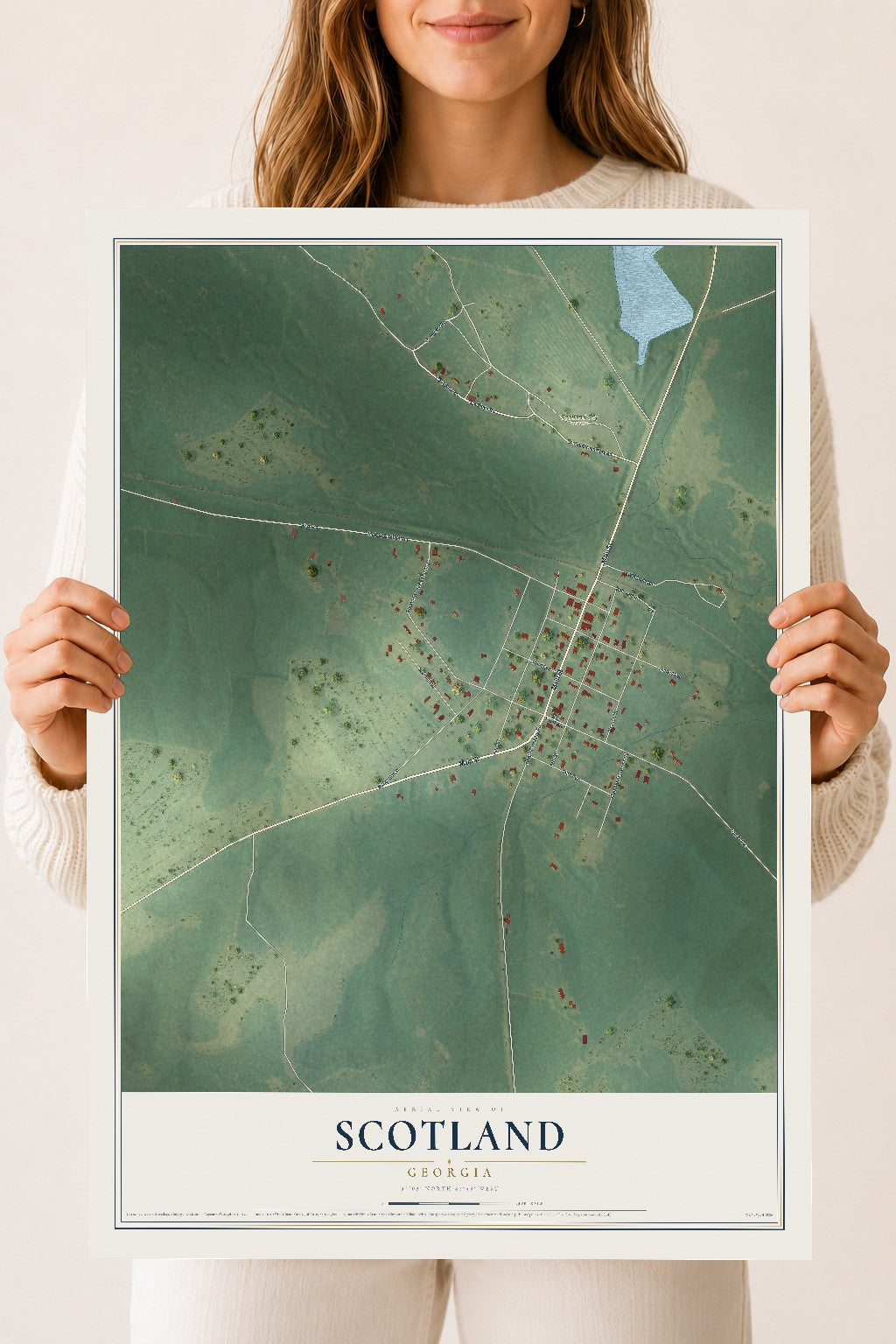 Scotland, Georgia map print, 18" x 24" Archival Matte Print mockup