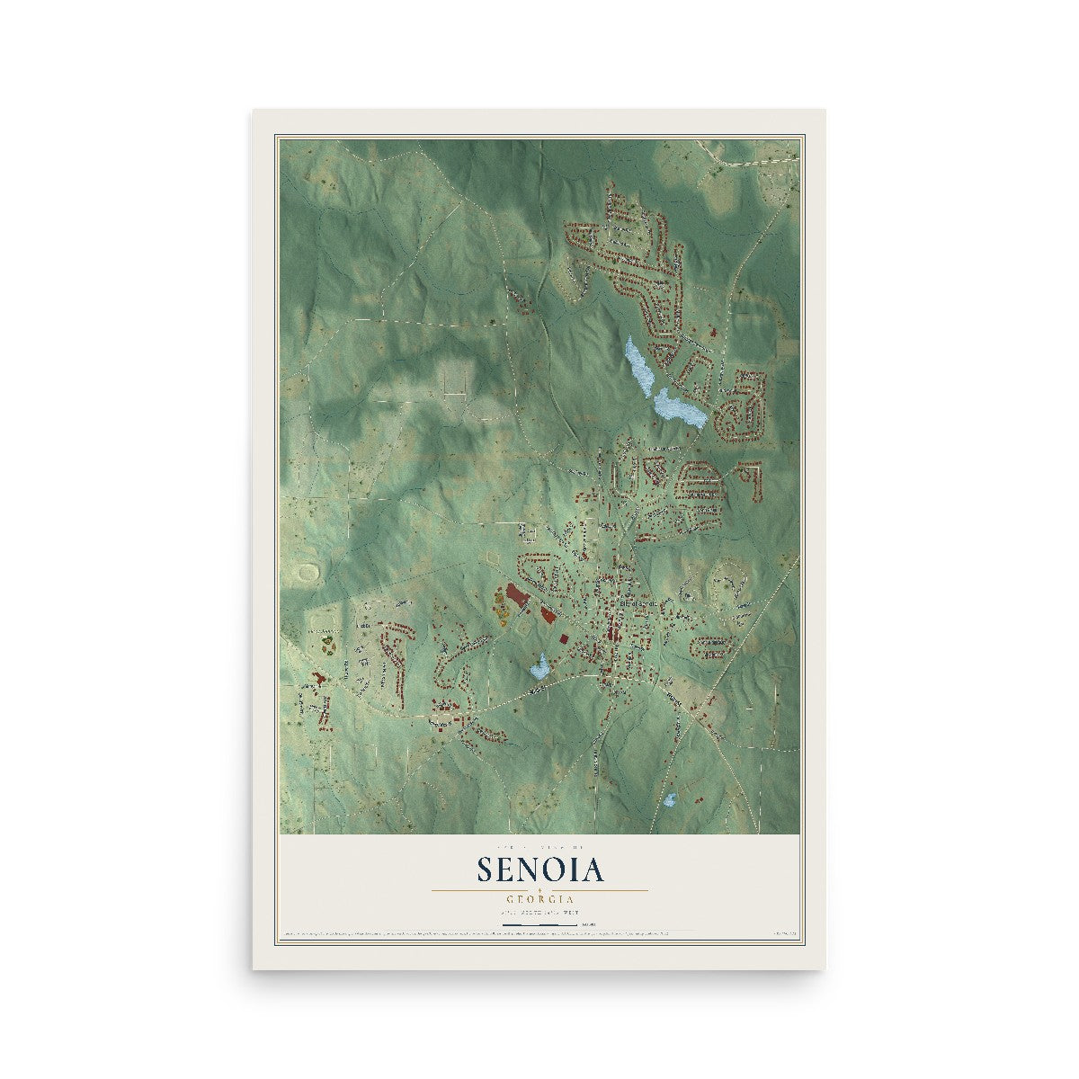 Senoia, Georgia map print, 12" x 18" Archival Matte Print mockup