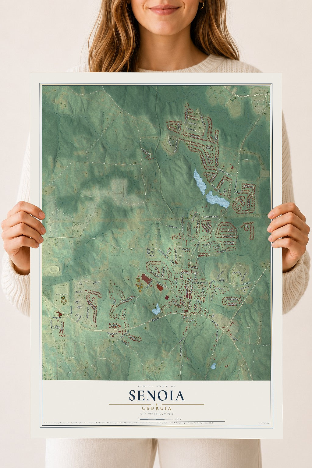 Senoia, Georgia map print, 18" x 24" Archival Matte Print mockup