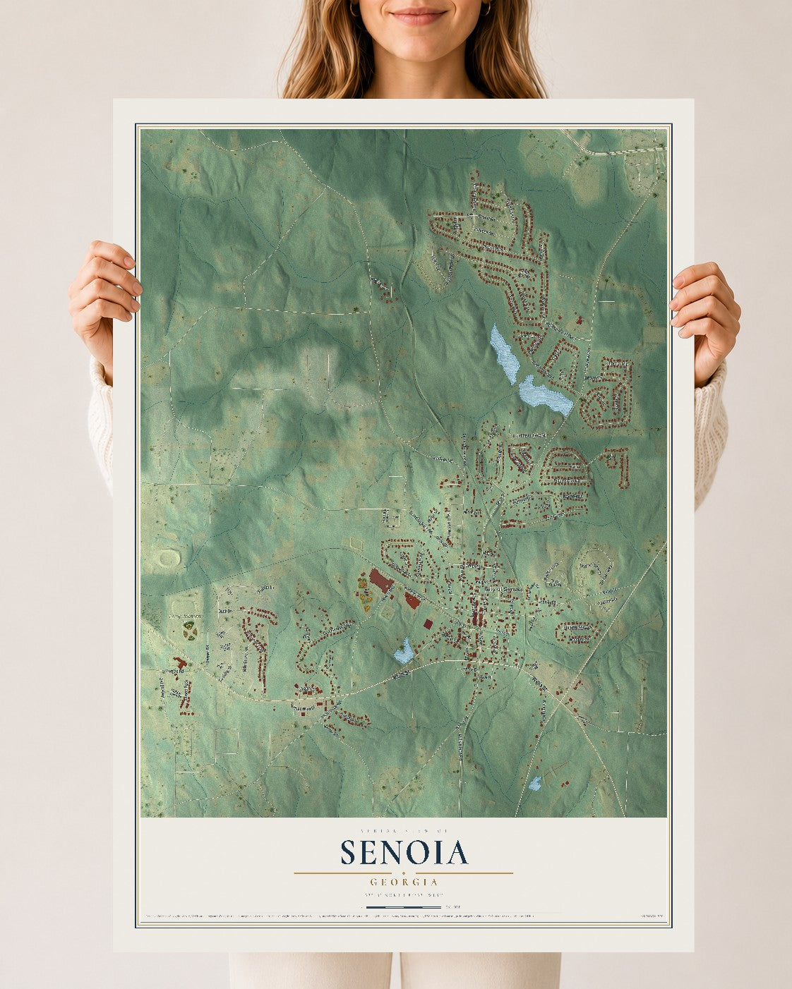 Senoia, Georgia map print, 24" x 36" Archival Matte Print mockup