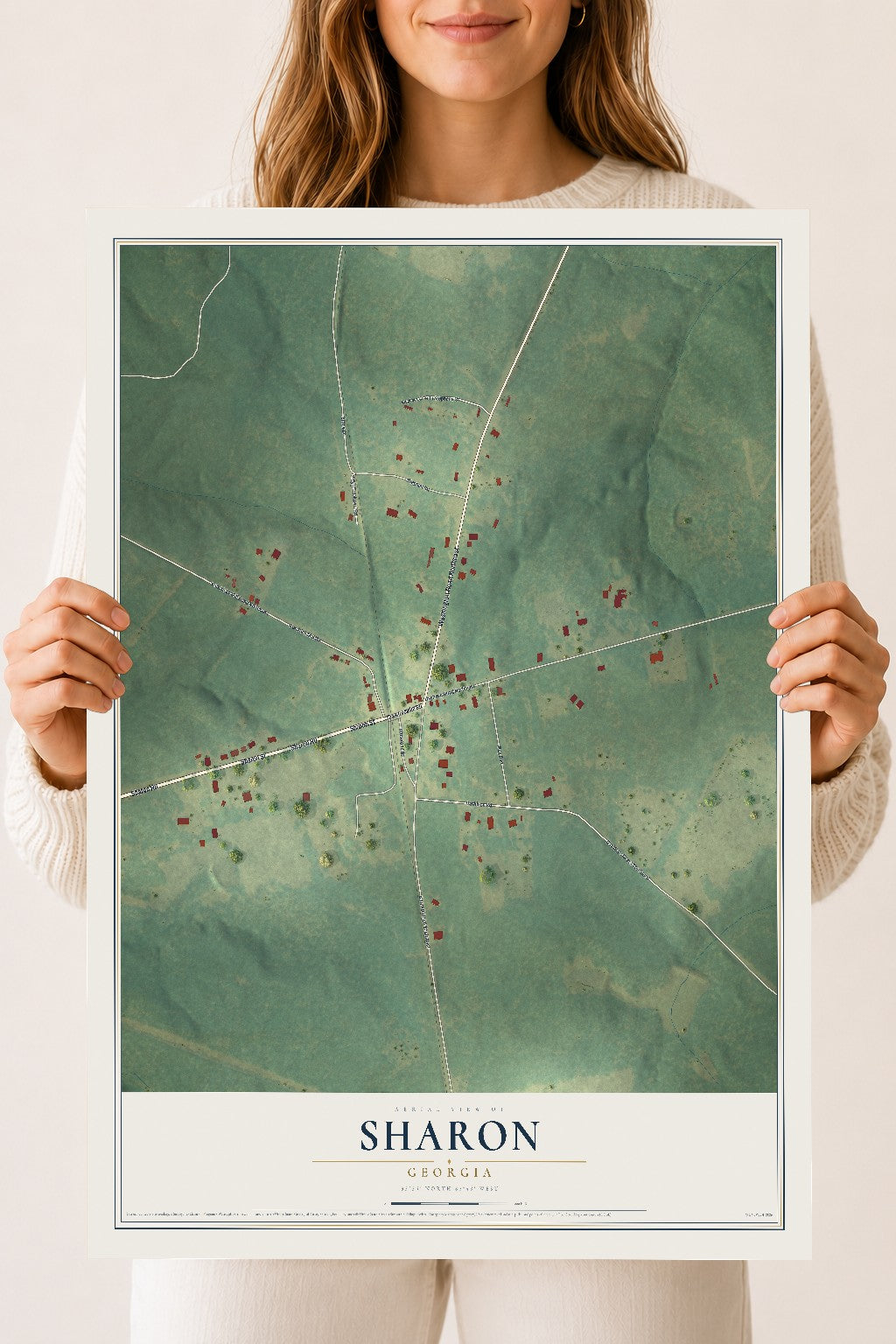 Sharon, Georgia map print, 18" x 24" Archival Matte Print mockup