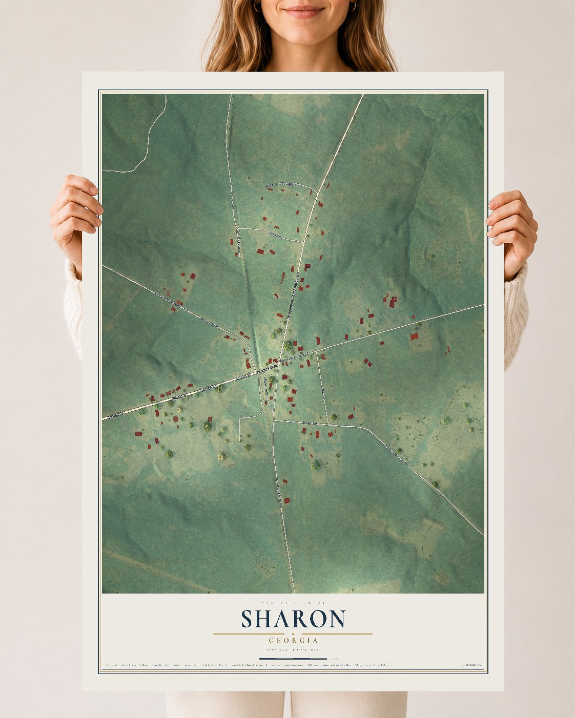 Sharon, Georgia map print, 24" x 36" Archival Matte Print mockup