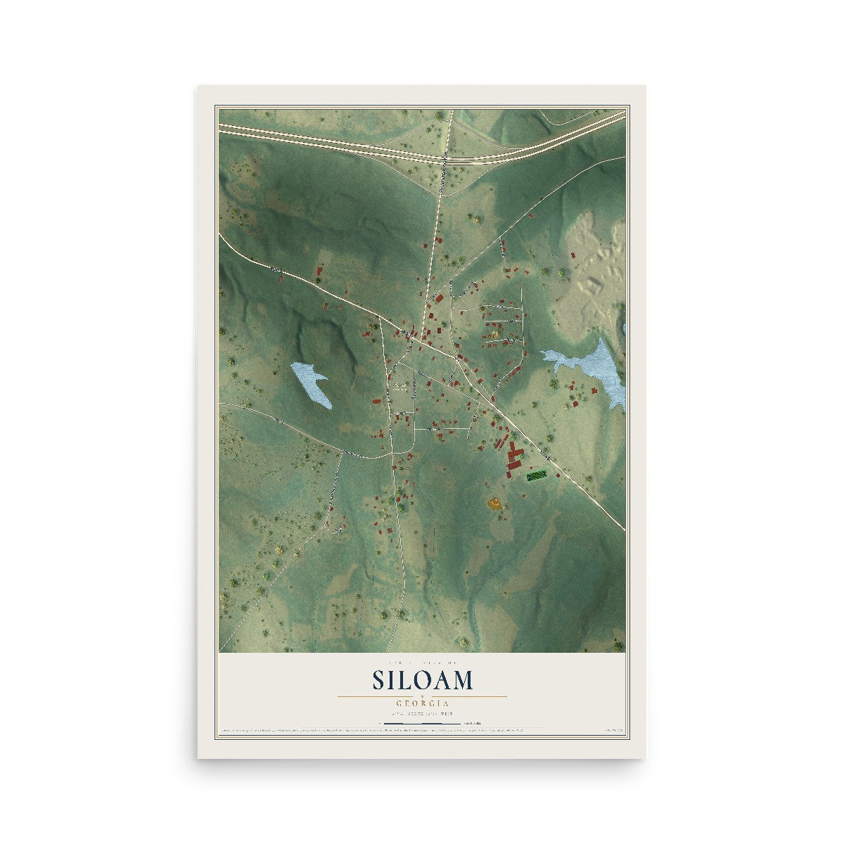 Siloam, Georgia map print, 12" x 18" Archival Matte Print mockup