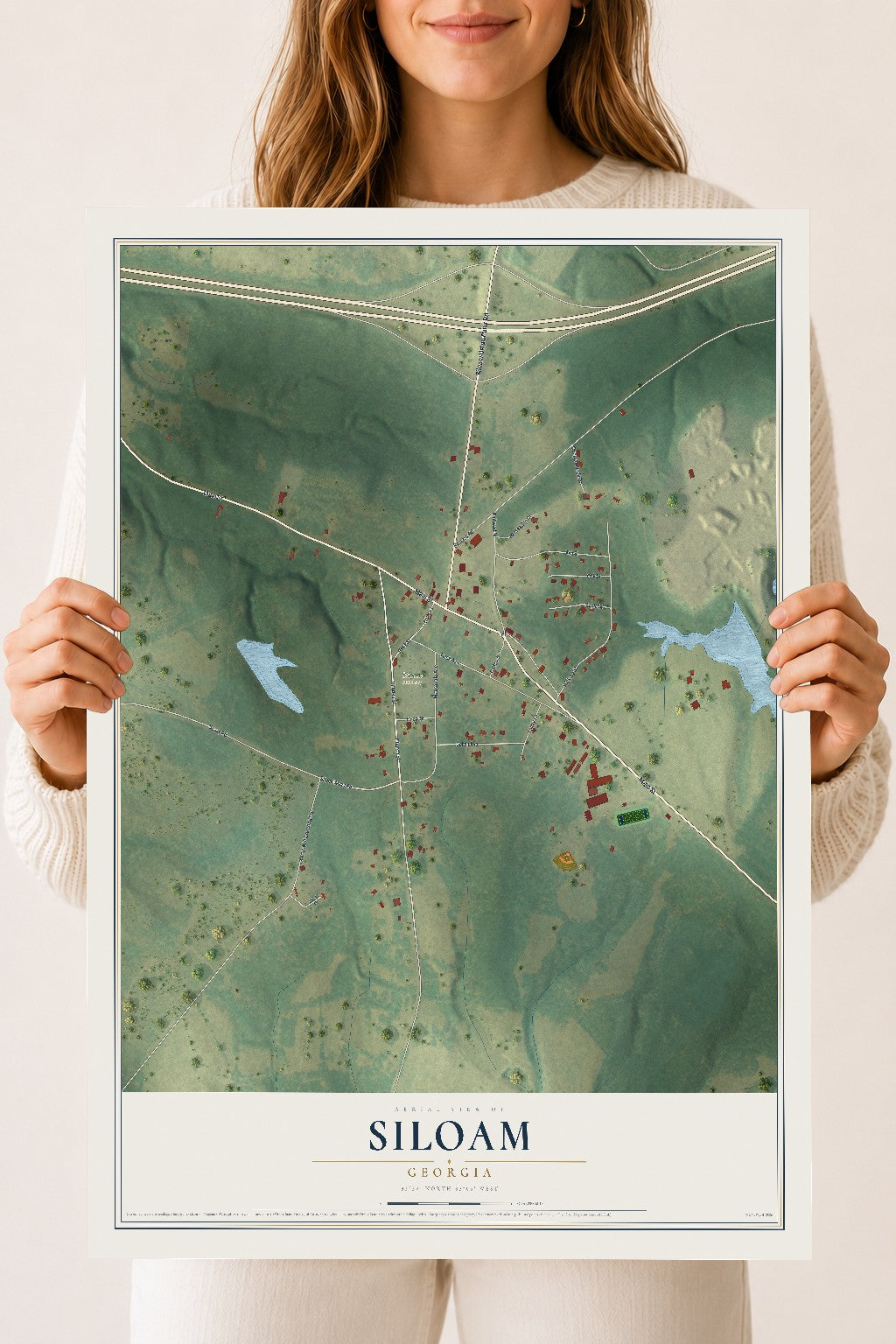 Siloam, Georgia map print, 18" x 24" Archival Matte Print mockup