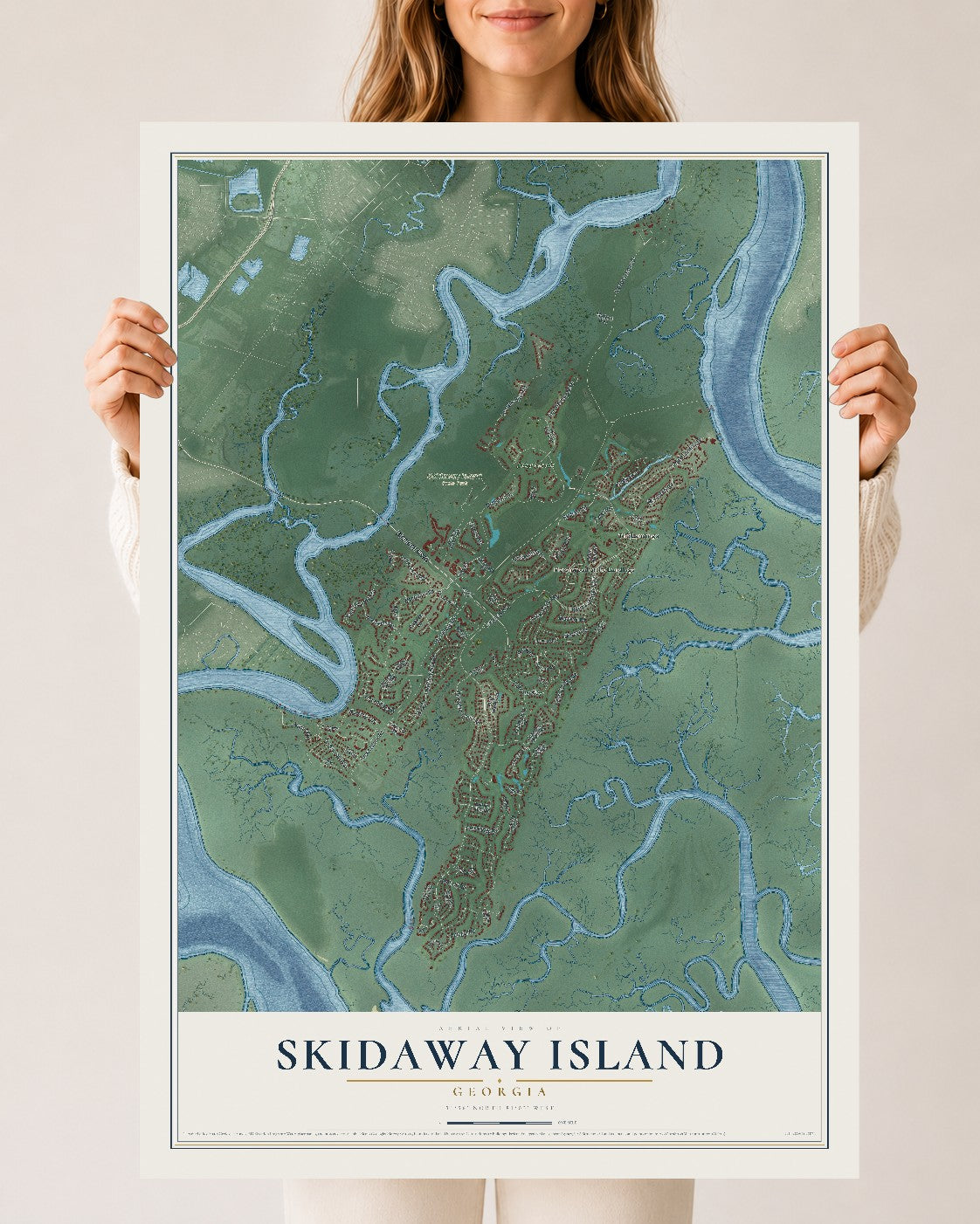 Skidaway Island, Georgia map print, 24" x 36" Archival Matte Print mockup