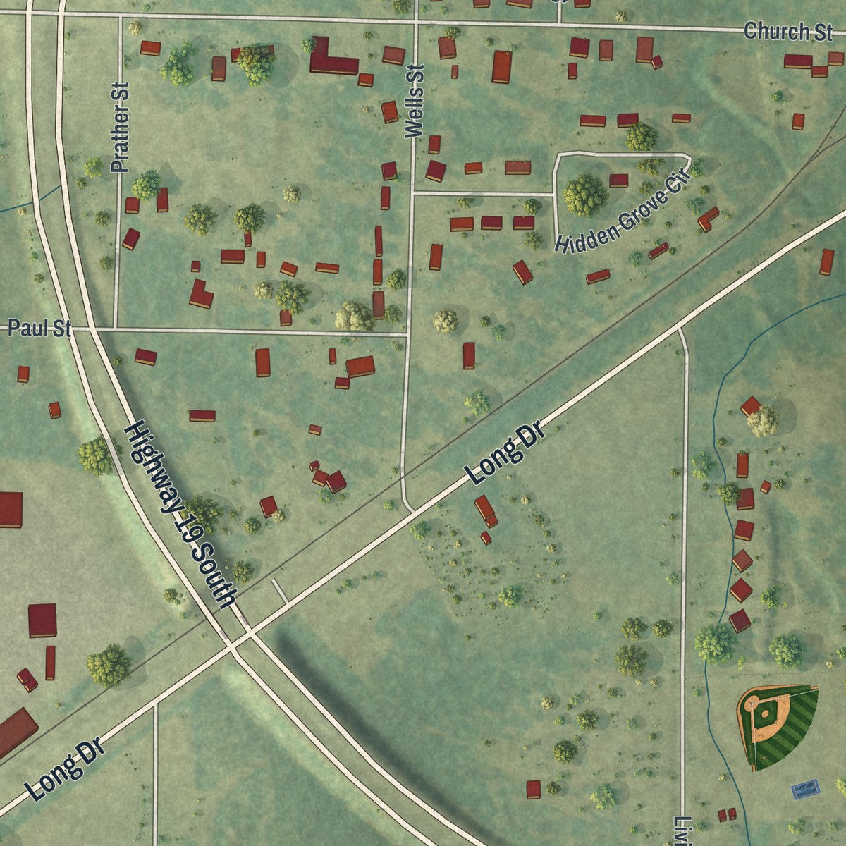 Close-up 1 of the Smithville, Georgia map artwork