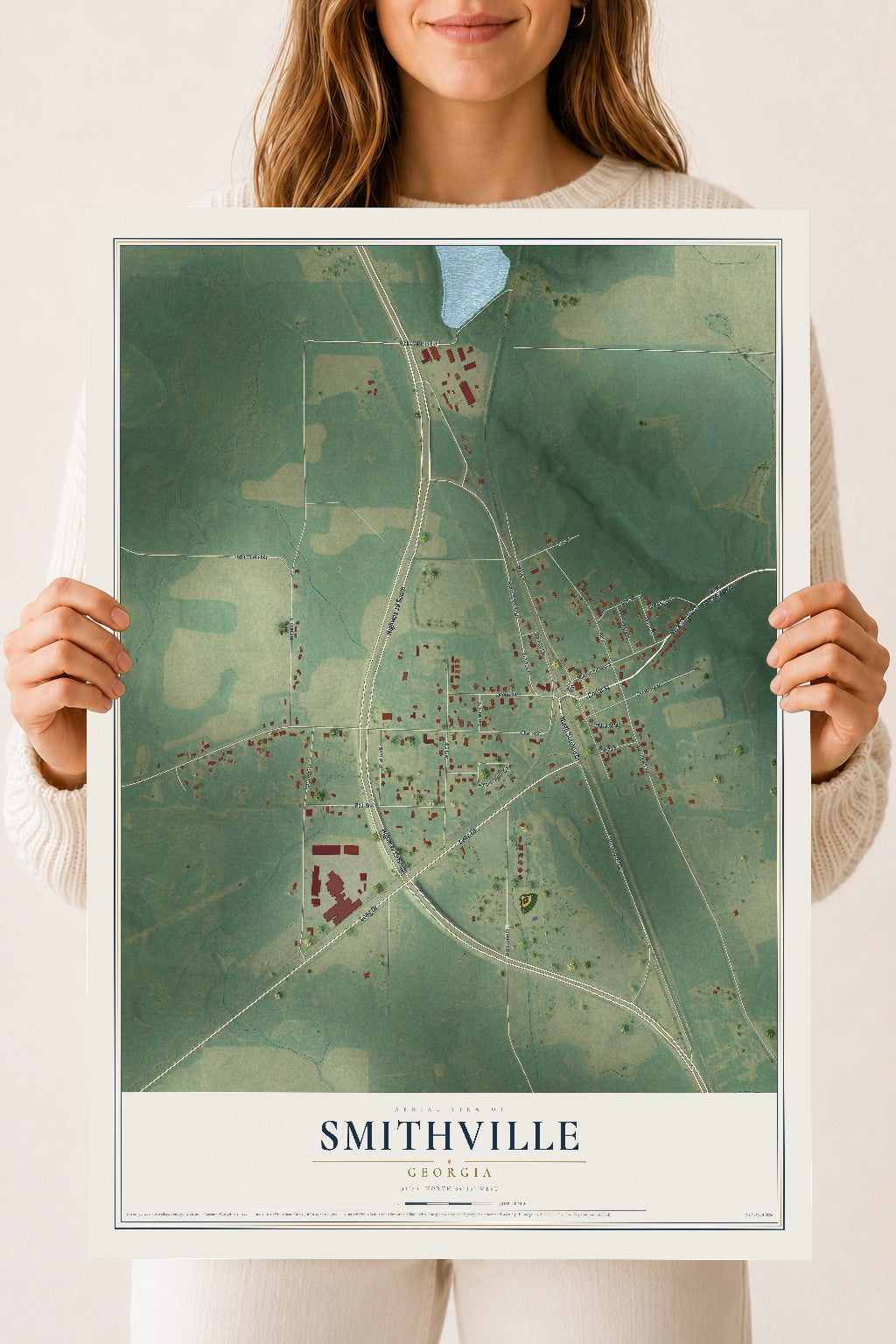 Smithville, Georgia map print, 18" x 24" Archival Matte Print mockup
