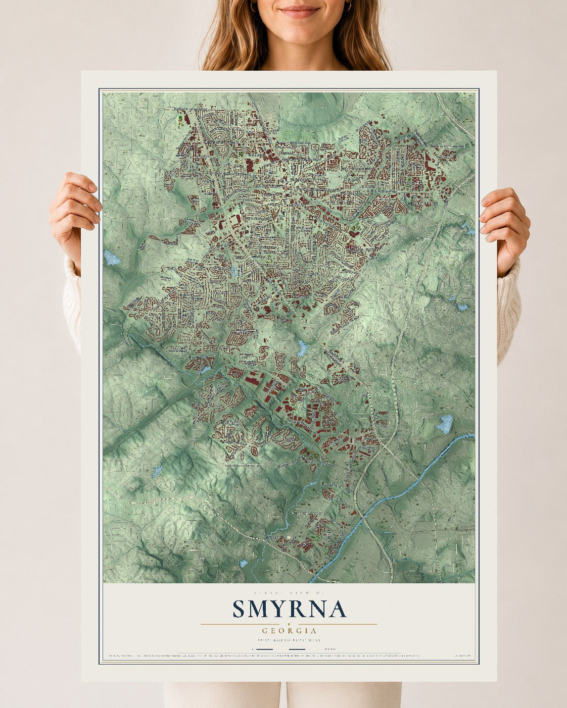 Smyrna, Georgia map print, 24" x 36" Archival Matte Print mockup