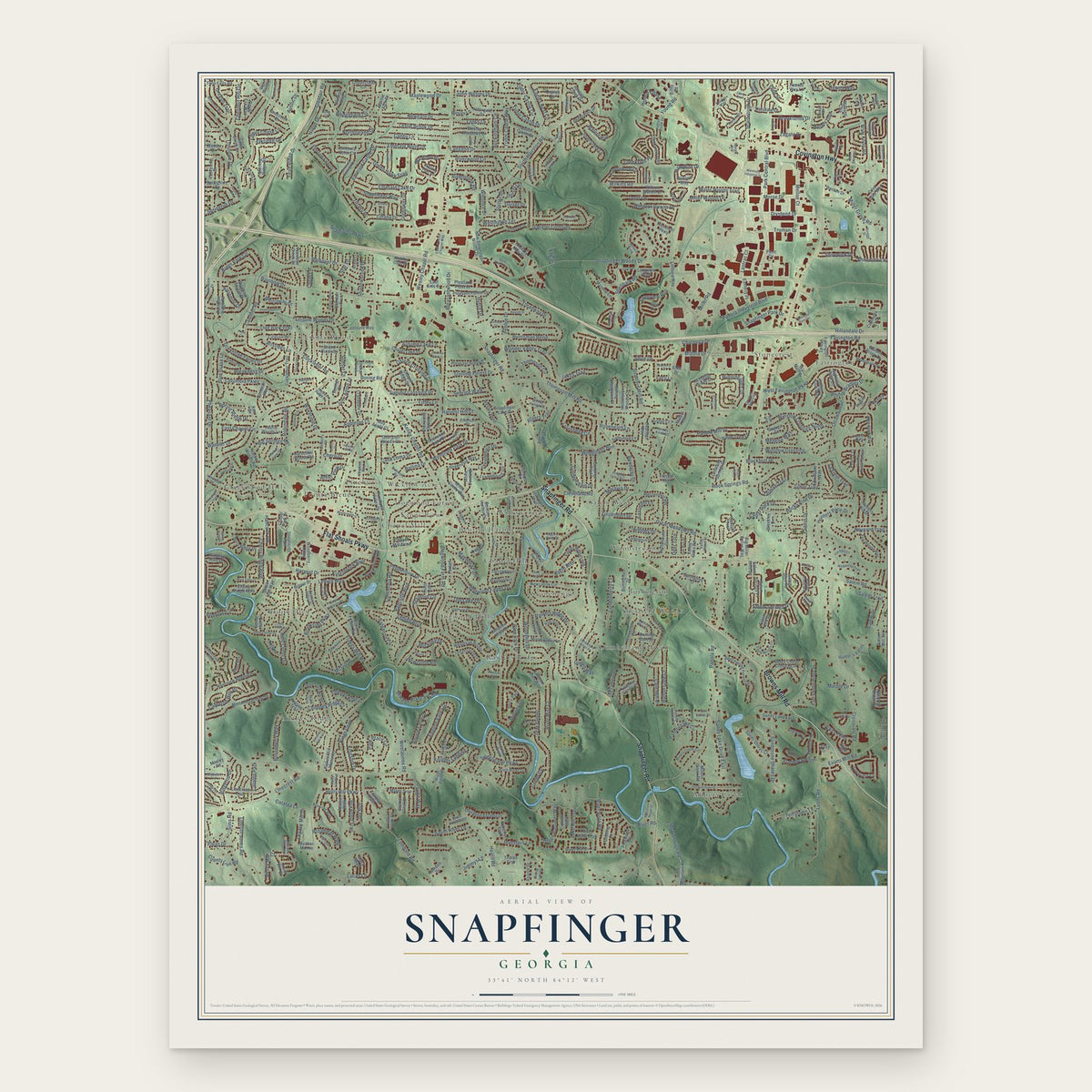 Snapfinger, Georgia map print, the full design