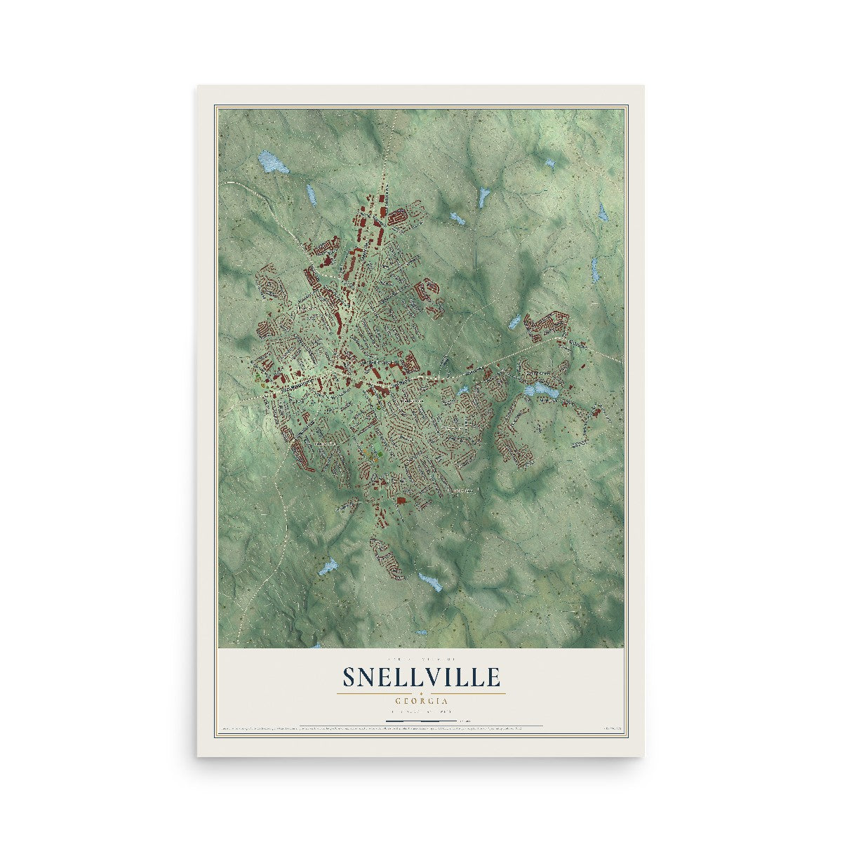 Snellville, Georgia map print, 12" x 18" Archival Matte Print mockup