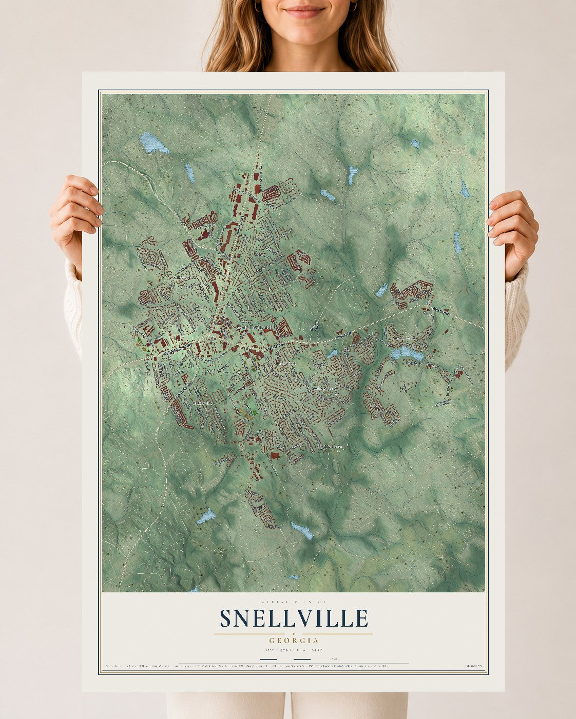 Snellville, Georgia map print, 24" x 36" Archival Matte Print mockup