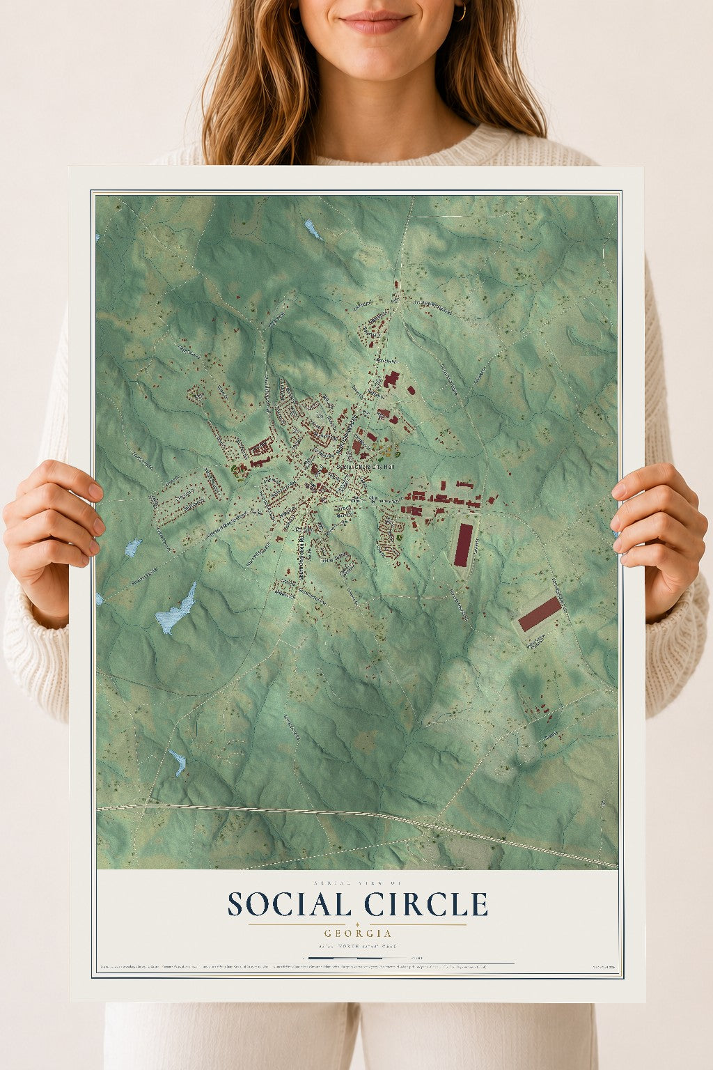 Social Circle, Georgia map print, 18" x 24" Archival Matte Print mockup