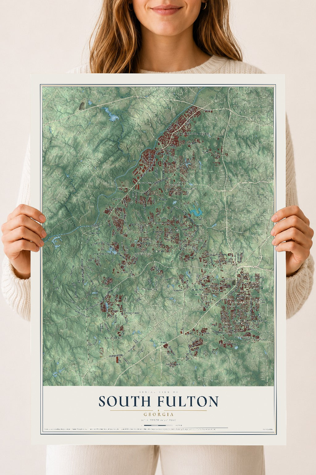 South Fulton, Georgia map print, 18" x 24" Archival Matte Print mockup