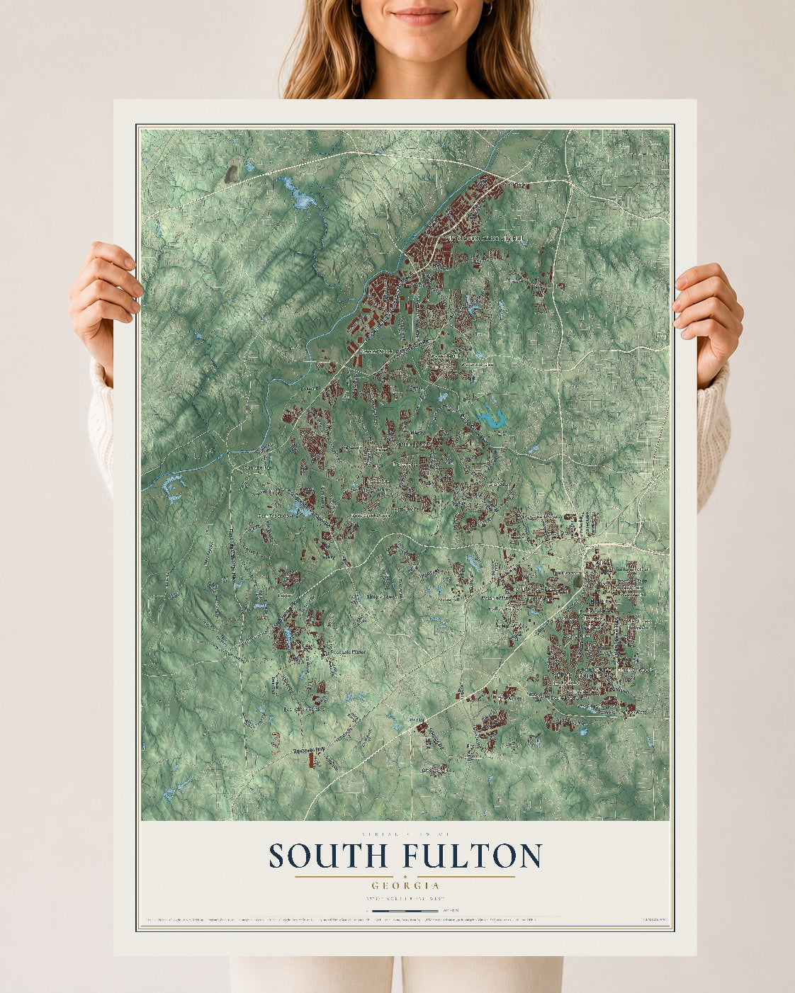 South Fulton, Georgia map print, 24" x 36" Archival Matte Print mockup