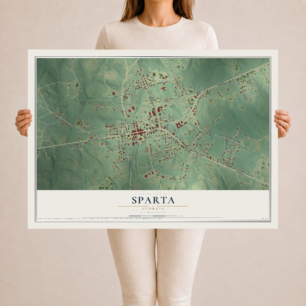 Sparta, Georgia map print, 24" x 36" Archival Matte Print mockup