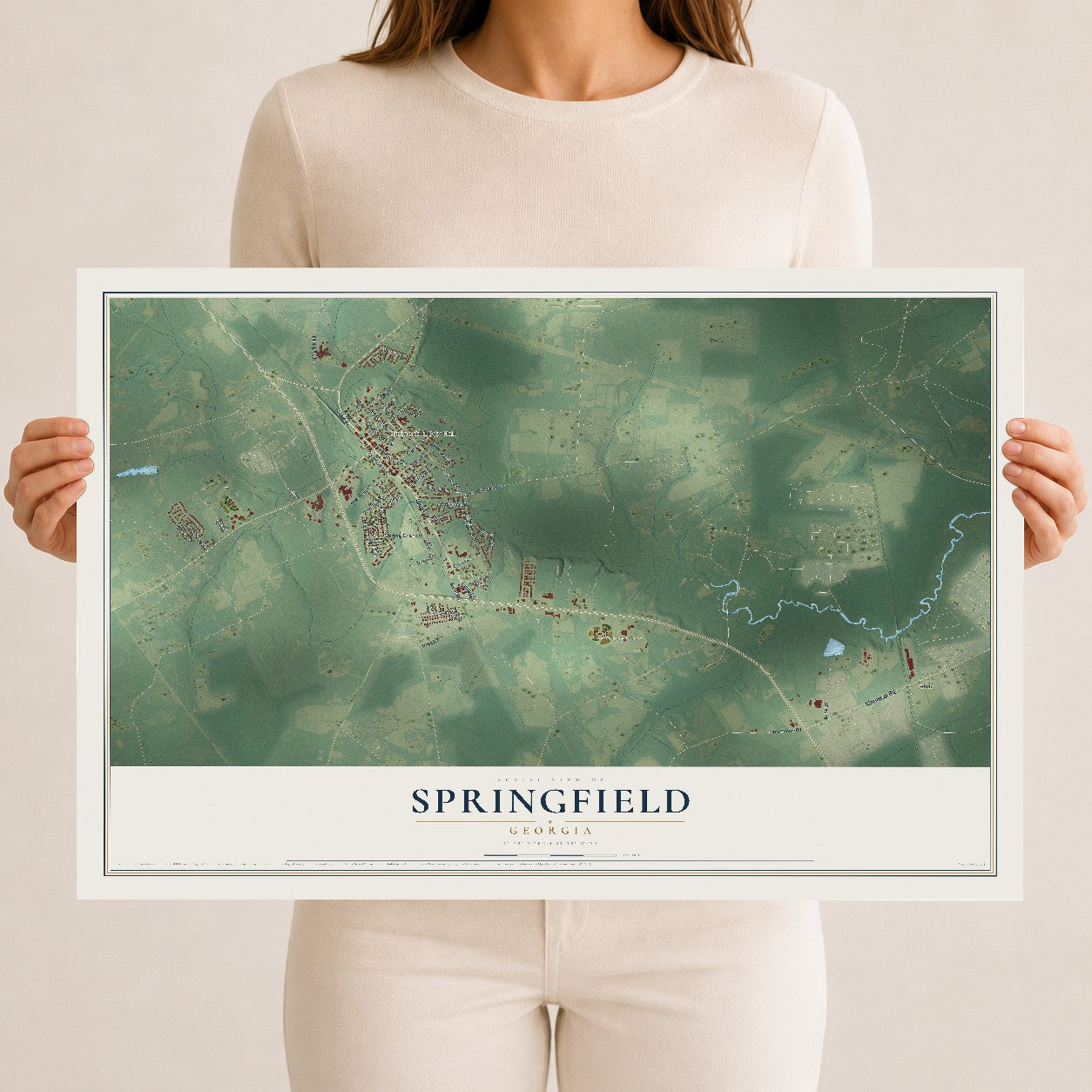 Springfield, Georgia map print, 12" x 18" Archival Matte Print mockup